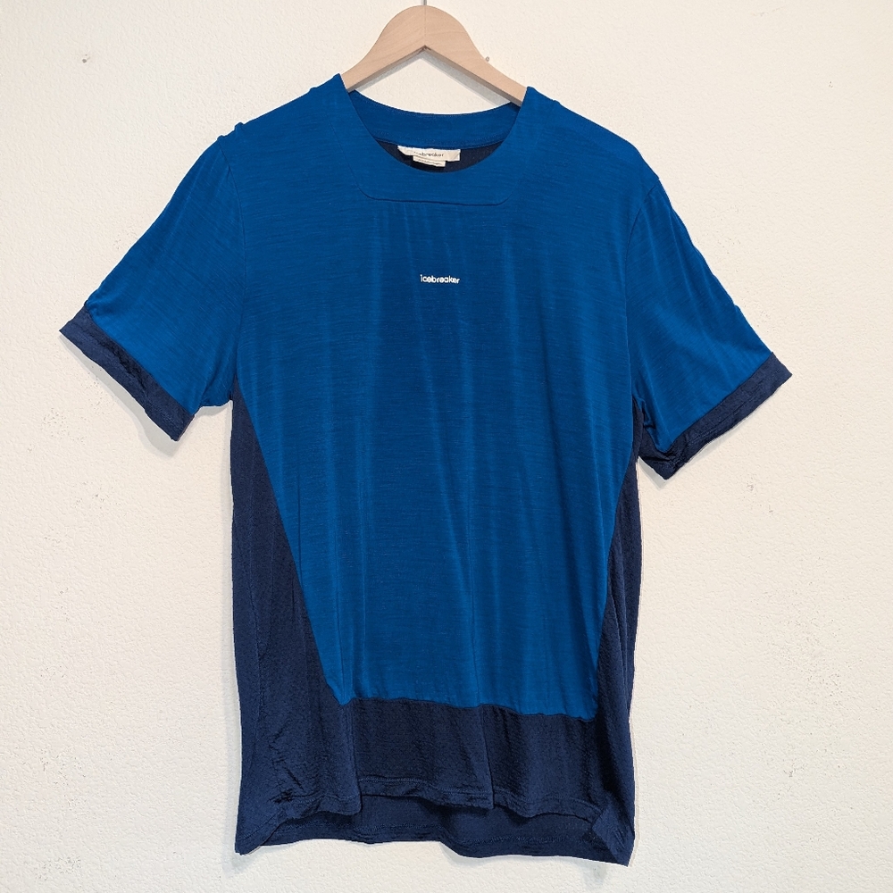 Icebreaker Zoneknit Men's size Large Short Sleeve Merino Blend Blue Base layer